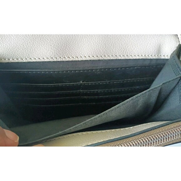 Nine West Mittens Crossbody Bag Wallet Purse Brown Beige Chain Strap Minimalist - Picture 9 of 11